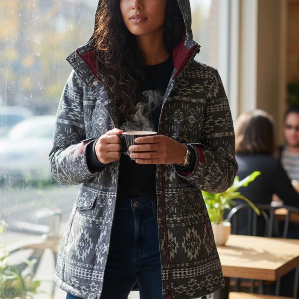 Aperature Women's Patterned Black Jacket - Picture 4 of 8
